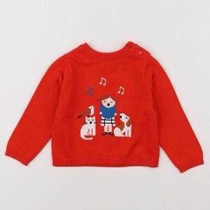 Jacadi Baby Girls Long Sleeve Embroidered Holiday Caroling Sweater. 12 Months.